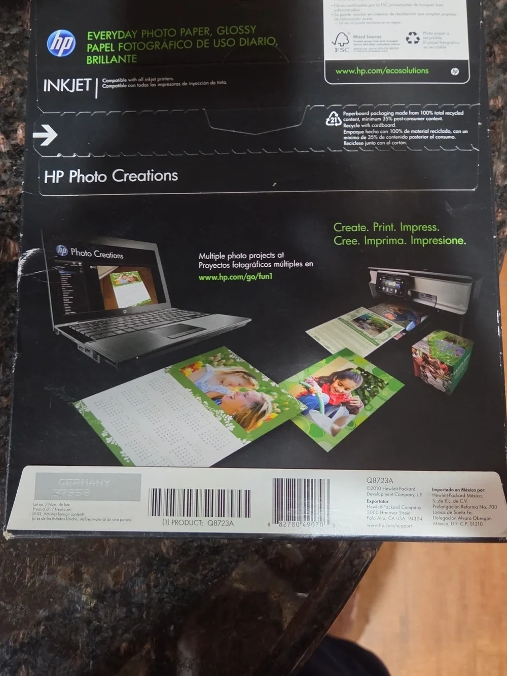 HP Photo Paper Pack with Green and Black Packaging